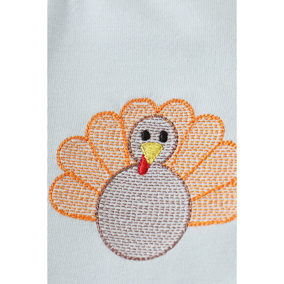 Green turkey embroidery boy top - Picture 3 of 4